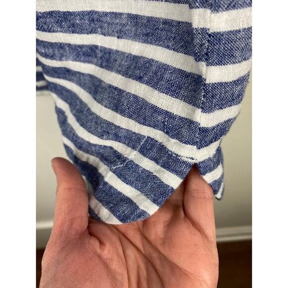 Beachlunchlounge Women's XS Blue White Striped Linen Blend Shift Dress - Picture 3 of 8